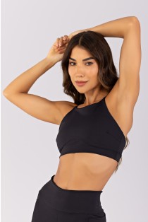 Top com Decote Alto e Recorte Sinuoso (Preto) | Ref: K4781-A