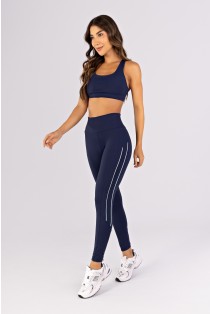 Calça Legging com Recortes e Vivos Duplos (Azul Marinho / Glacial) | Ref: K4785-C