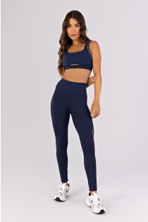 Calça Legging com Bolso no Cós e Vivos (Azul Marinho / Telha) | Ref: K4794-A