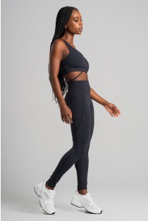 Calça Legging sem Gancho com Vivo e Cós em V (Preto) | Ref: K4825-A