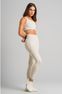Calça Legging sem Gancho com Vivo e Cós em V (Off-White) | Ref: K4825-B