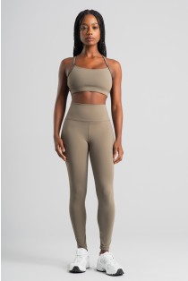 Calça Legging com Bolso no Cós e Vivo Contrastante (Oliva / Preto) | Ref: K4837-A