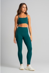 Calça Legging com Bolso no Cós e Vivo Contrastante (Imperial / Off-White) | Ref: K4837-B