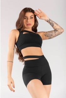 Short com Abertura no Cós (Preto) | Ref: K4085-A