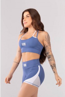 Top de Alças Duplas com Detalhe em T (Azul / Branco) | Ref: K3333-F