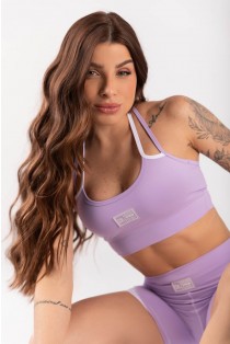 Top de Alças Duplas com Detalhe em T (Lilás / Branco) | Ref: K3333-E