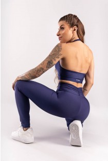 Calça Legging com Levanta Bumbum e Franzido no Cós (Azul Marinho) | Ref: K3983-C