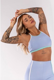 Top Tricolor com Alças Cruzadas (Azul Claro / Verde Claro / Off-White) | Ref: K3989-A