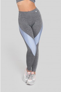 Calça Legging com Recorte Diagonal Tecido Platinado (Mescla / Azul Claro) | Ref: K2894-B