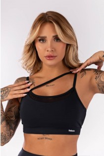 Top com Tule e Alça Decorativa (Preto) | Ref: K4017-A