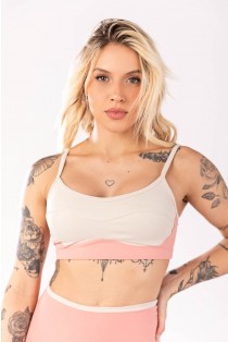 Top com Recorte no Bojo (Rosa / Bege) | Ref: K4053-A