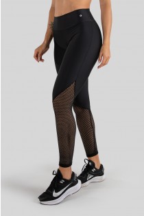 Calça Legging com Recorte de Tela (Preto) | Ref: K3221-A