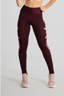 Calça Legging Tecido Platinado Básica com Silk (Bordô) | Ref: GO528-B