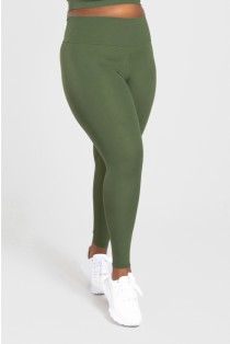 Calça Legging Básica Plus Size (Verde Militar) | Ref: KP3074-E