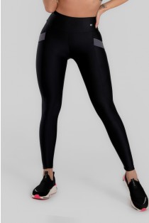 Calça Legging com Bolso e Detalhe em Elástico (Preto) | Ref: K2946-A