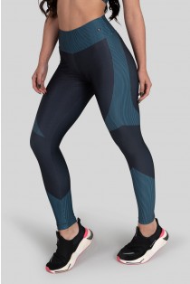 Calça Legging com Cós Duplo Estampa Digital (Blue Ribbed) | Ref: K3141-A