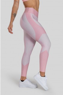 Calça Legging com Cós Duplo Estampa Digital (Pink Ribbed) | Ref: K3141-B