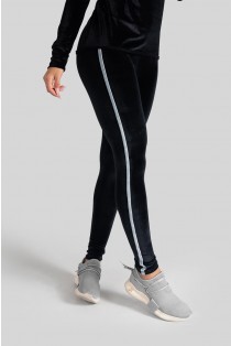 Calça Legging com Chapado Bicolor Veludo (Preto / Cinza) | Ref: K3089-D