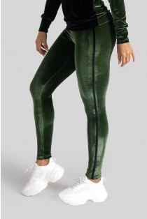 Calça Legging com Chapado Bicolor Veludo (Verde Militar / Preto) | Ref: K3089-B