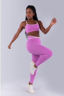 Calça Legging com Chapado Cruzado Contrastante (Aurora / Off-White) | Ref: K4482-B
