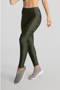 Calça Legging Tecido Platinado com Chapado (Verde Militar) | Ref: GO468-B