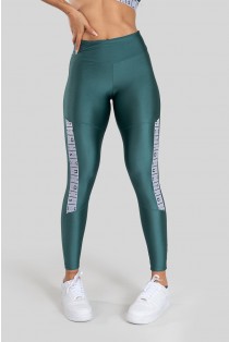 Calça Legging com Elástico na Coxa (Verde Petróleo / Branco) | Ref: K3154-A