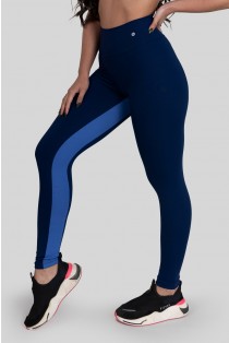 Calça Legging com Faixa Entrepernas (Azul Marinho / Azul) | Ref: K3162-C