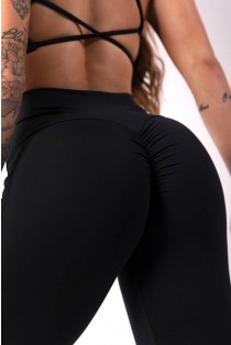 Calça Legging com Franzido e Bolso (Preto) | Ref: K3445-A