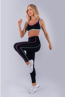 Calça Legging com Vivos Coloridos (Preto / Rosa Chiclete / Azul Bebê) | Ref: K4476-B