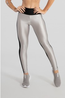 Calça Legging Tecido Platinado Duas Cores (Prata / Preto) | Ref: GO472-B