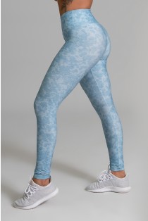 Calça Legging Fitness Estampa Digital Blue Lace | Ref: GO367