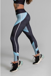 Calça Legging Fitness Estampa Digital Linear Blue | Ref: GO354