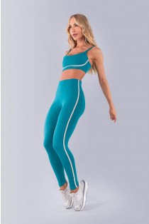 Calça Legging sem Gancho com Chapado nas Laterais (Jade / Bege) | Ref: K4485-C