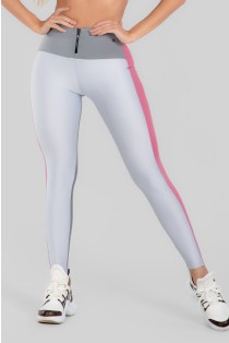 Calça Legging Três Cores com Zíper (Branco / Cinza / Rosa) | Ref: K2967-B