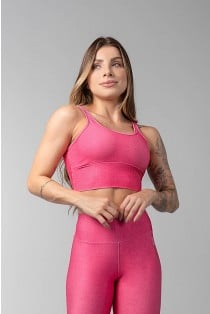Cropped com Cós Largo Estampa Digital (Rosa Neon) | Ref: K3601-S