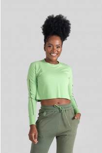 Cropped Manga Longa com Chapado (Verde / Verde Militar) | Ref: K3093-E