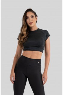 Cropped Raglan Refletivo (Preto Optical) | Ref: K3227-A