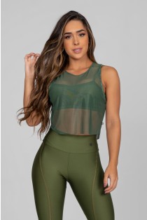 Cropped Soltinho de Tule (Verde Militar) | Ref: K2874-E