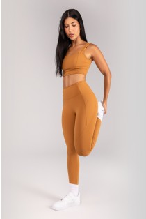 Calça Legging sem Gancho com Bolso e Cobertura (Amêndoa) | Ref: K4680-B