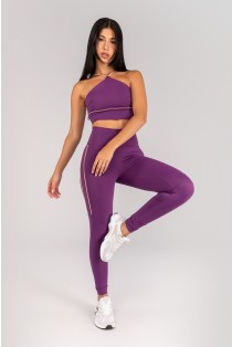 Calça Legging com Vivos na Lateral e Recorte (Ametista / Rose) | Ref: K4677-B