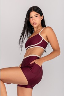 Short Platinado com Vira Fosca (Vinho / Off-White) | Ref: K4692-B