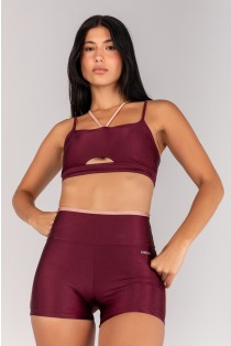 Short com Vira e Vivo (Vinho / Rose) | Ref: K4372-C