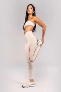 Calça Legging com Chapado e Vira (Off-White / Telha) | Ref: K4694-B