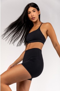 Short com Zíper Invisível no Bolso do Cós (Preto) | Ref: K4690-B
