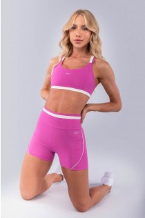 Short com Faixa no Cós e Vivo (Rosa Fúcsia / Off-White) | Ref: K4491-B