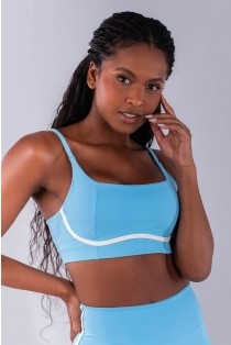 Top com Alças e Detalhe em Chapado (Azul Céu / Off-White) | Ref: K4484-B
