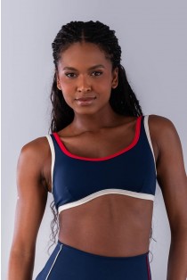 Top com Alças e Viés Colorido (Azul Marinho / Off-White / Vermelho) | Ref: K4475-C
