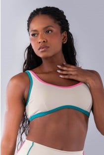 Top com Alças e Viés Colorido (Bege / Jade / Rosa Chiclete) | Ref: K4475-A