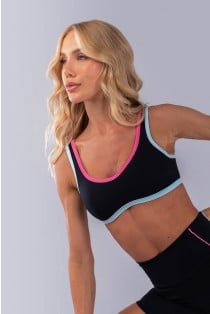 Top com Alças e Viés Colorido (Preto / Azul Bebê / Rosa Chiclete) | Ref: K4475-B