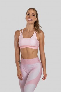 Top de Alcinha Dupla Estampa Digital (Pink Ribbed) | Ref: K3152-B